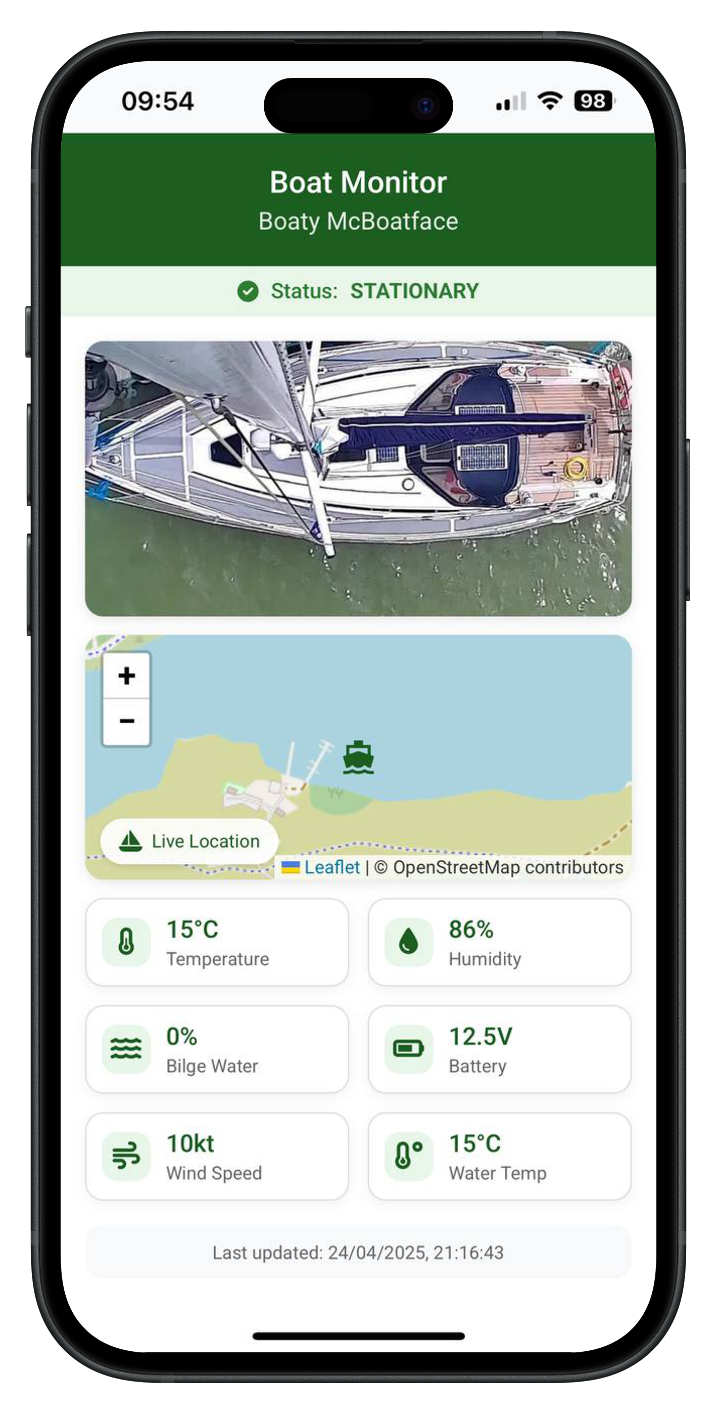Boat Monitor App Screenshot